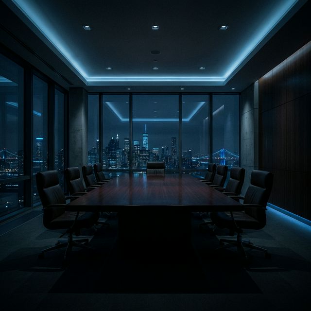 Atmospheric boardroom representing the future of VC